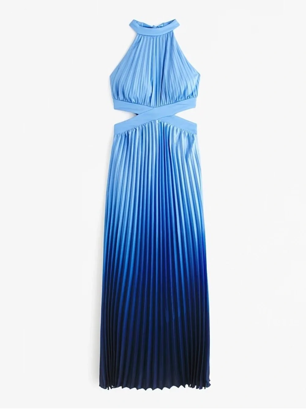 NWOT Abercrombie & Fitch Elegant Navy Blue Pleated Cutout Maxi Dress XSP